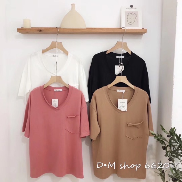 Áo cổ tim túi ngực basic - hàng QC | BigBuy360 - bigbuy360.vn