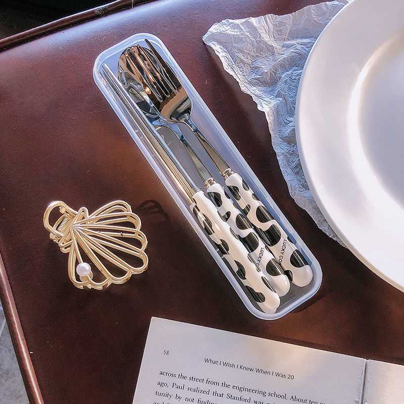 Xả kho thanh lí - Bộ Đũa Thìa Inox 304 Cán Gỗ, Bò Sữa FANTASTIC - Bộ Thìa Đũa Văn Phòng Sang Trọng