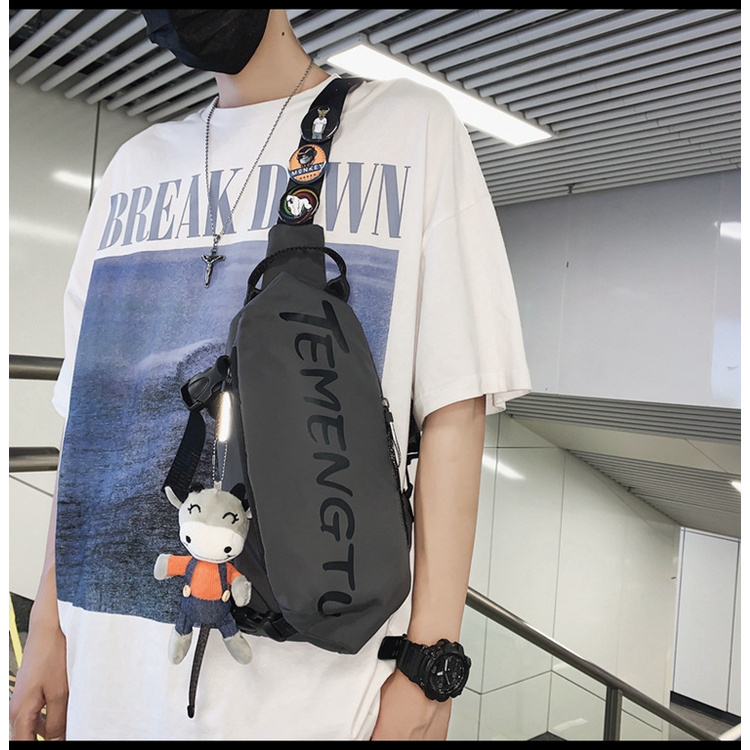Túi Đeo Chéo Ngực Bằng Nylon Sức Chứa Lớn Thời Trang Hàn Quốc Dành Cho Nam