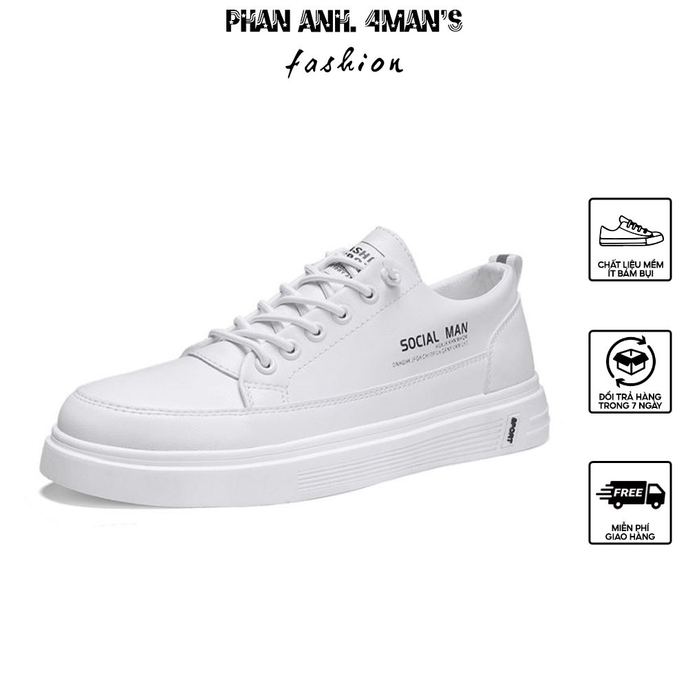 Giày thể thao nam sneaker Phananh.4mans chất liệu da   bảo hành 12 tháng tặng kèm tất 4ML-G39