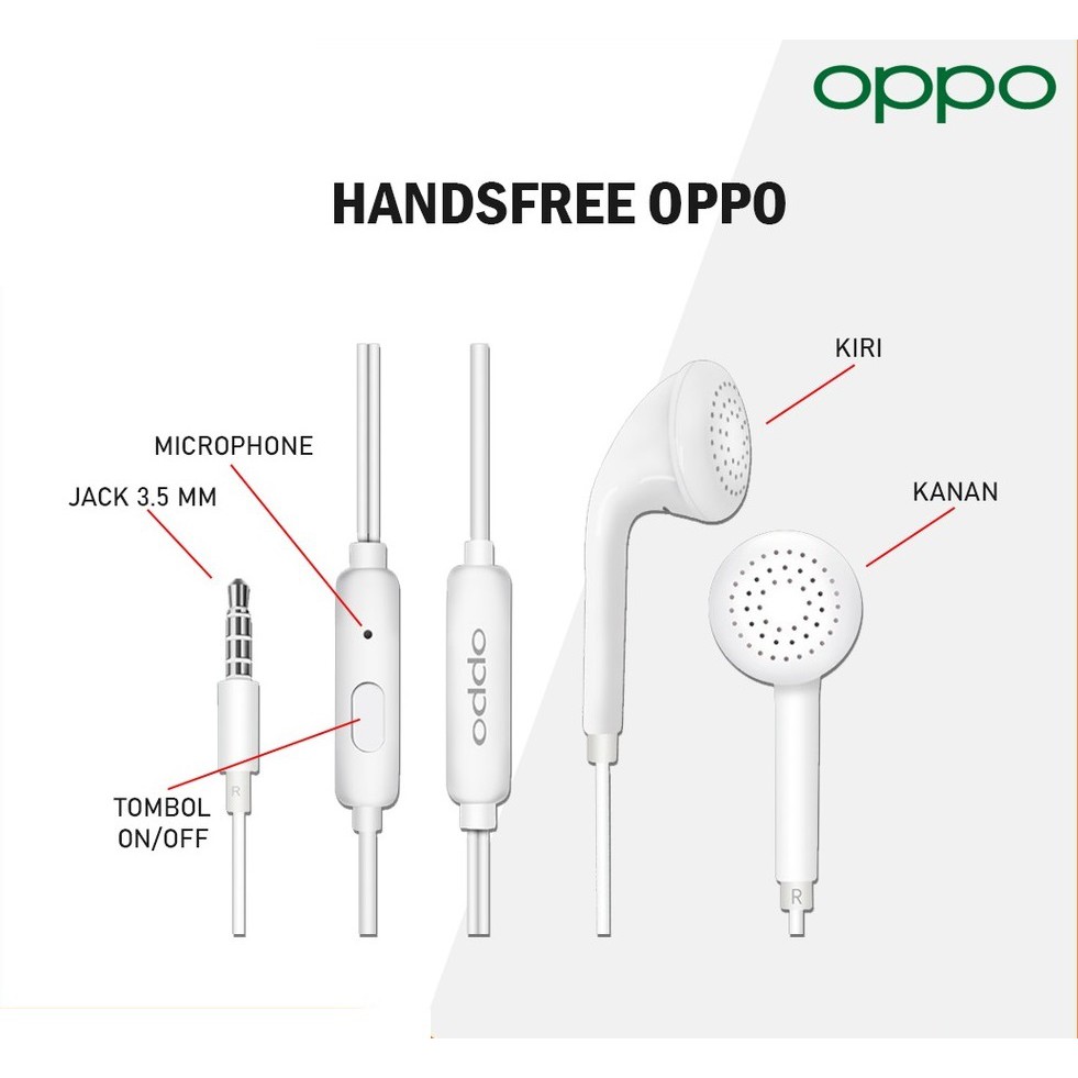 Tai Nghe Điện Thoại OPPO dây 3.5mm Có Mic đàm thoại hàng chính hãng
