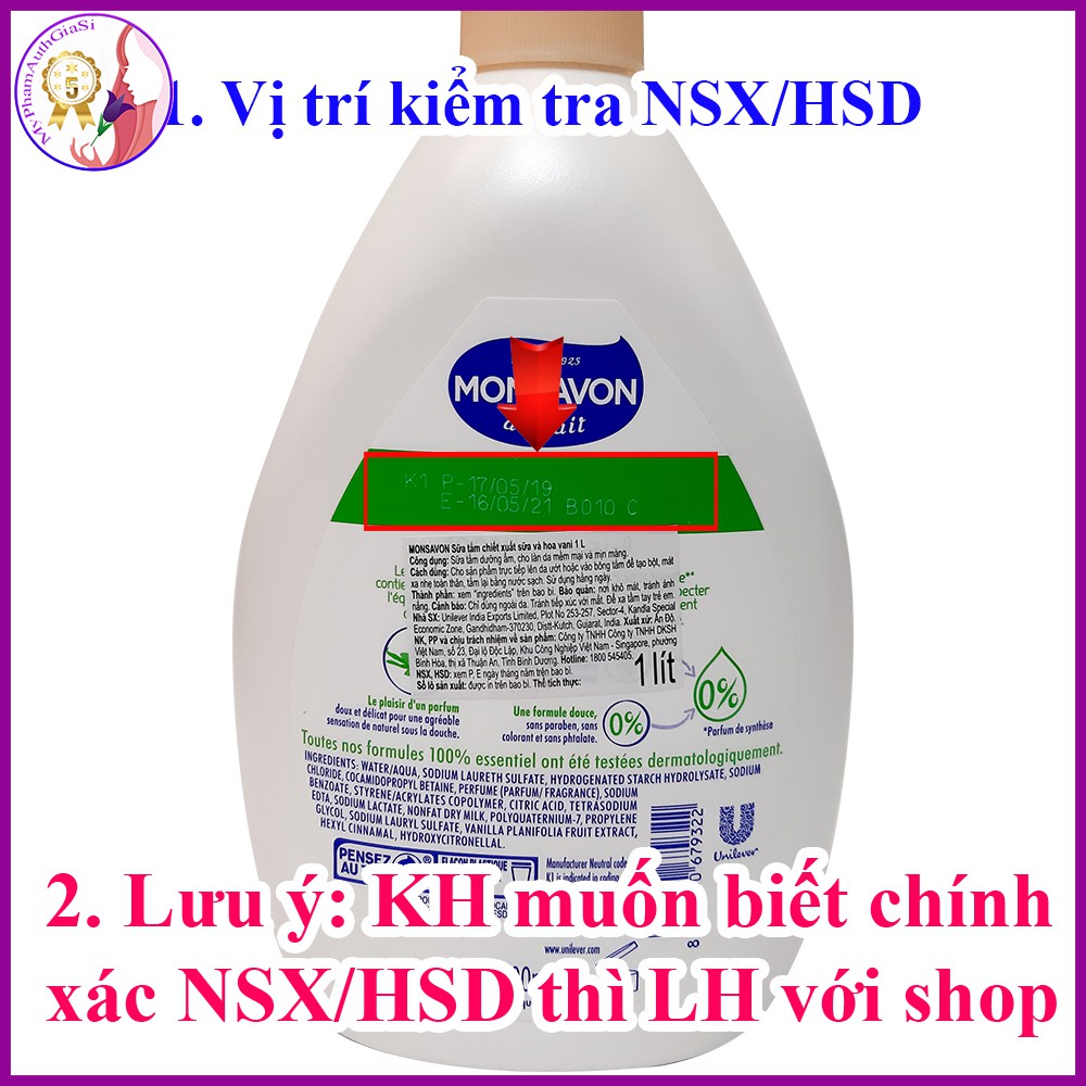 Sữa tắm dưỡng ẩm monsavon chiết xuất hoa vani 1000ml