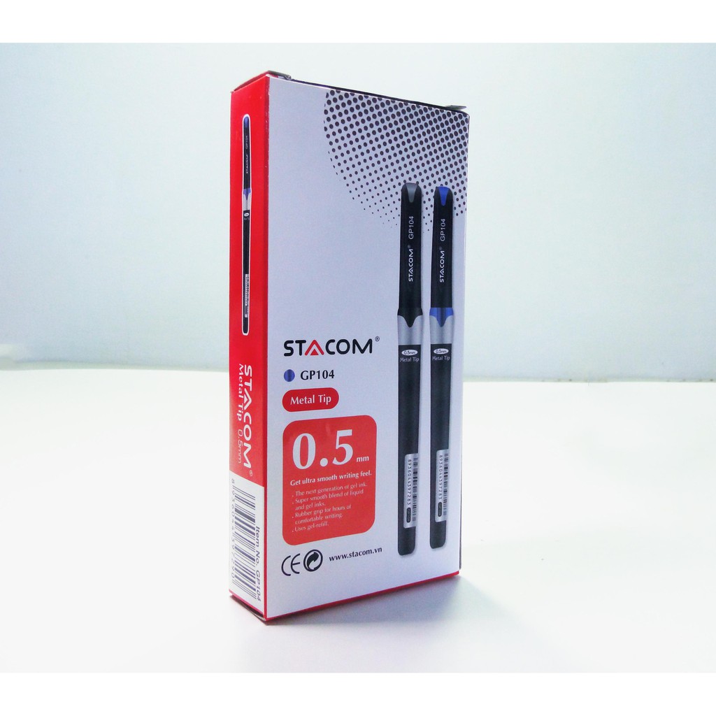 Bút bi mực gel đầu bi 0.5mm STACOM/GP104 mực xanh/đỏ/đen