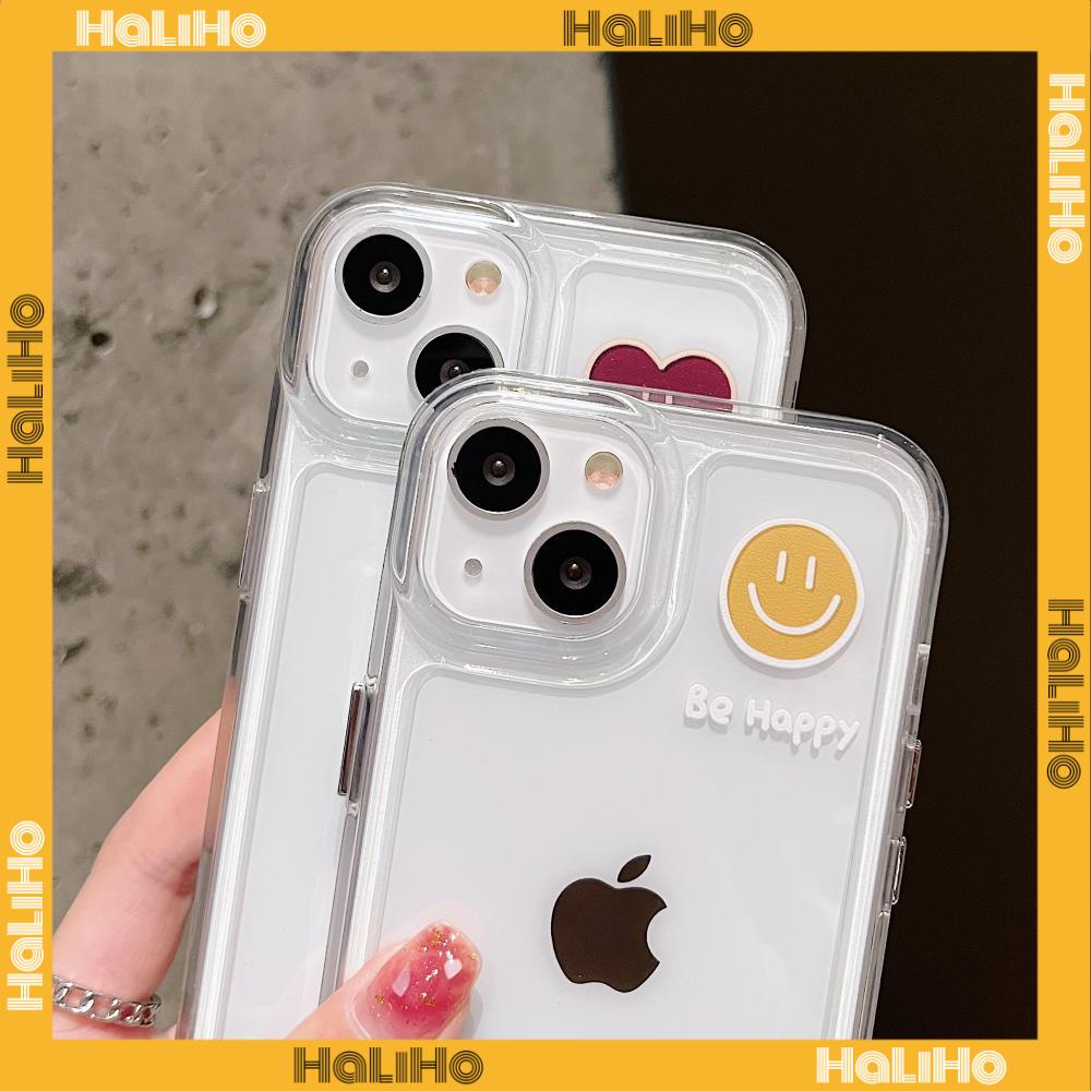 Ốp điện thoại TPU dẻo trong suốt mạ hình trái tim mặt cười thích hợp cho iPhone 13 Pro Max 12 Pro Max 11 7 Plus