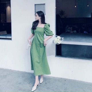 Đầm váy freesize mint cổ vuông form dài