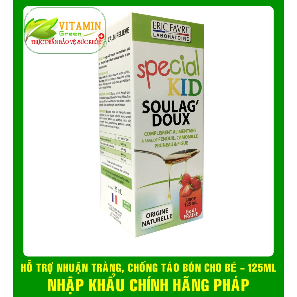 SPECIAL KID SOULAG’ DOUX THẢO DƯỢC CHỐNG TÁO BÓN, ĐẦY HƠI CHO BÉ 125ml | NHẬP KHẨU CHÍNH HÃNG PHÁP