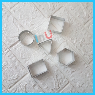 [Ảnh thật] HCM - Combo 5 khuôn cutter nhôm hình khối tròn vuông chữ nhật, tam giác, lục giác