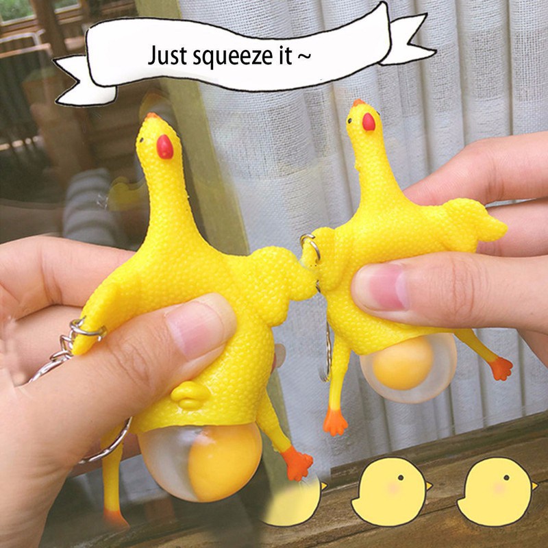 Squishy Gà đẻ trứng bóp mềm có thể làm móc cheo chìa khóa độc đáo