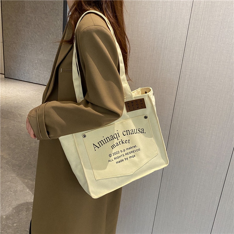 Túi Xách Canvas Cỡ Lớn Thiết Kế Đơn Giản Thời Trang