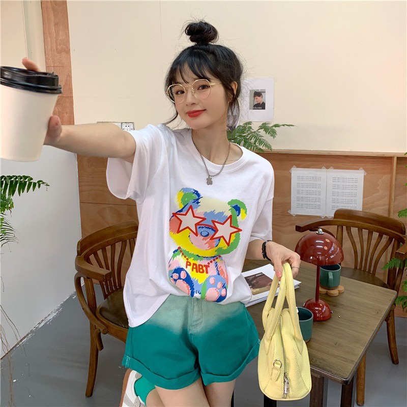 NRVP Áo Thun Nữ Tay Ngắn Cổ Tròn Cỡ Lớn Thời Trang Hàn Quốc