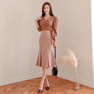 [Ảnh thật cuối] Set áo cách điệu + chân váy đuôi cá