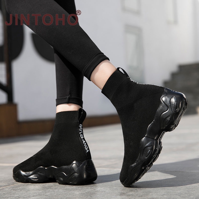 Giày Bốt Thể Thao Phối Tất Màu Đen Thời Trang 2022 Chất Lượng Cao Cho Cặp Đôi