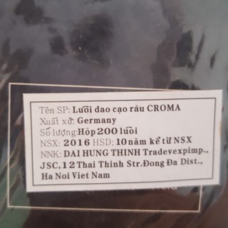 10 LƯỠI DAO LAM CROMA -1 HỘP