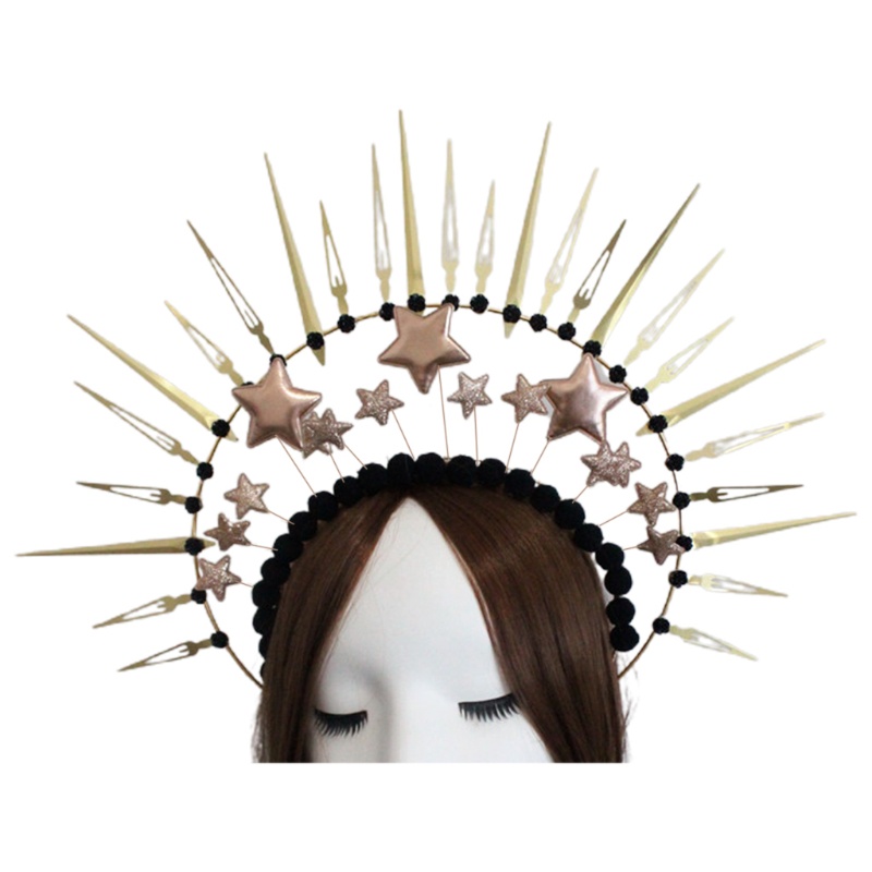 Băng Đô Cài Tóc Hình Vương Miện Đính Gai Nhọn Ngôi Sao Phong Cách Gothic