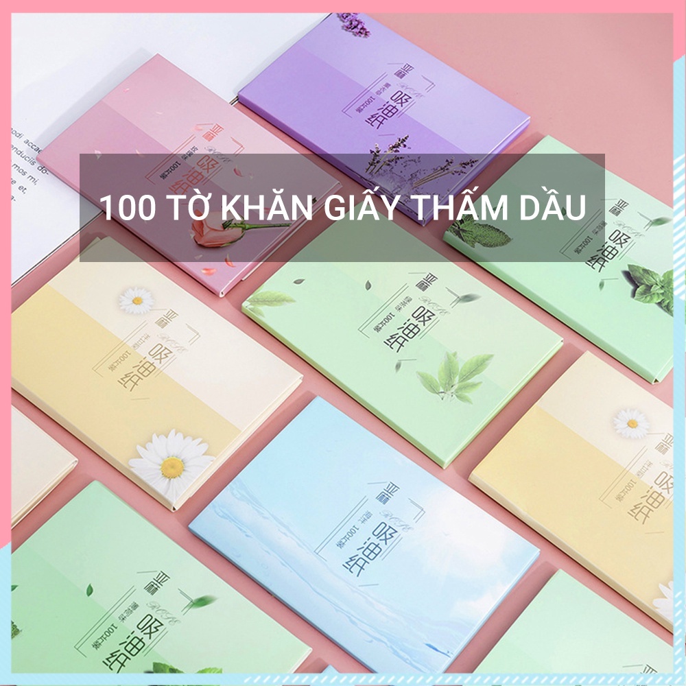 [Hàng mới về] Set 100 giấy thấm kiềm dầu trên da mặt có hương thơm tiện lợi cho nam và nữ