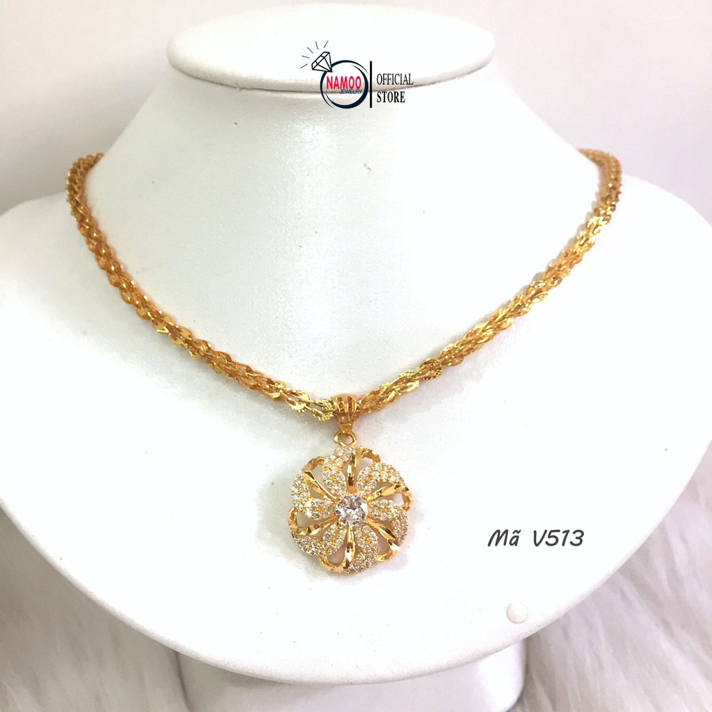 Dây Chuyền Nữ V513 Mặt Hoa Đá Kết Hợp Dây Phụng Dài 50cm