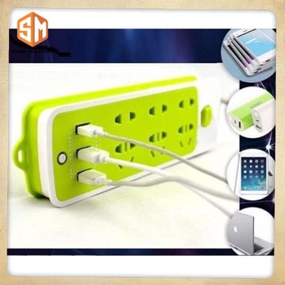 Ổ CẮM ĐIỆN XANH LÁ ĐA NĂNG 9 CỔNG CHỐNG GIẬT TÍCH HỢP 3 CỔNG USB TIỆN LỢI