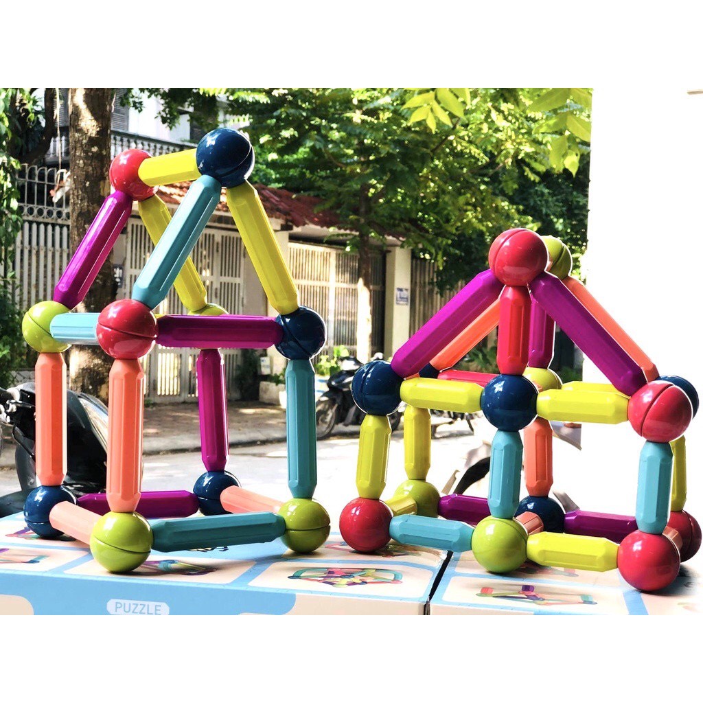 [LOẠI HỘP NHỰA-HÀNG LOẠI 1] Bộ đồ chơi xếp hình nam châm, Giúp phát triển trí tuệ, sự sáng tạo cho bé - Hàng cao cấp