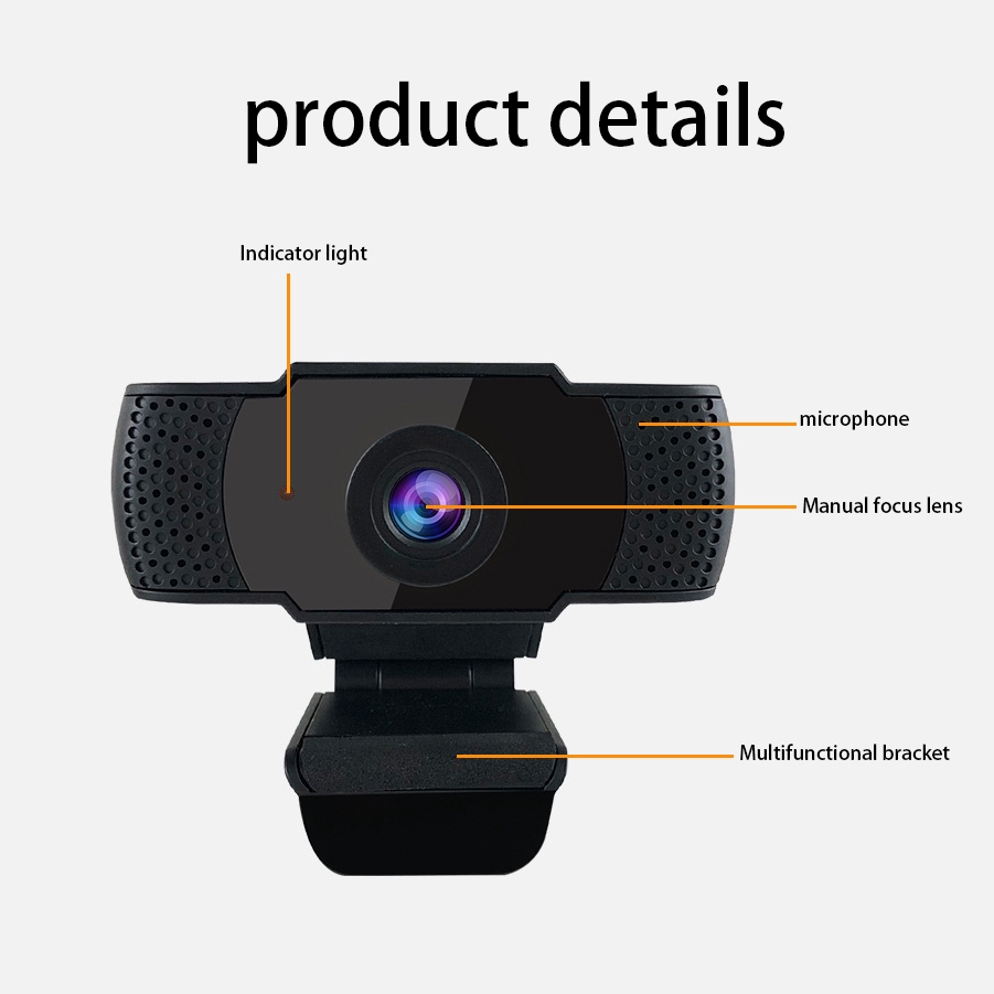 1080P HD Webcast Live USB Camera,Driver-Free with Built-in Microphone