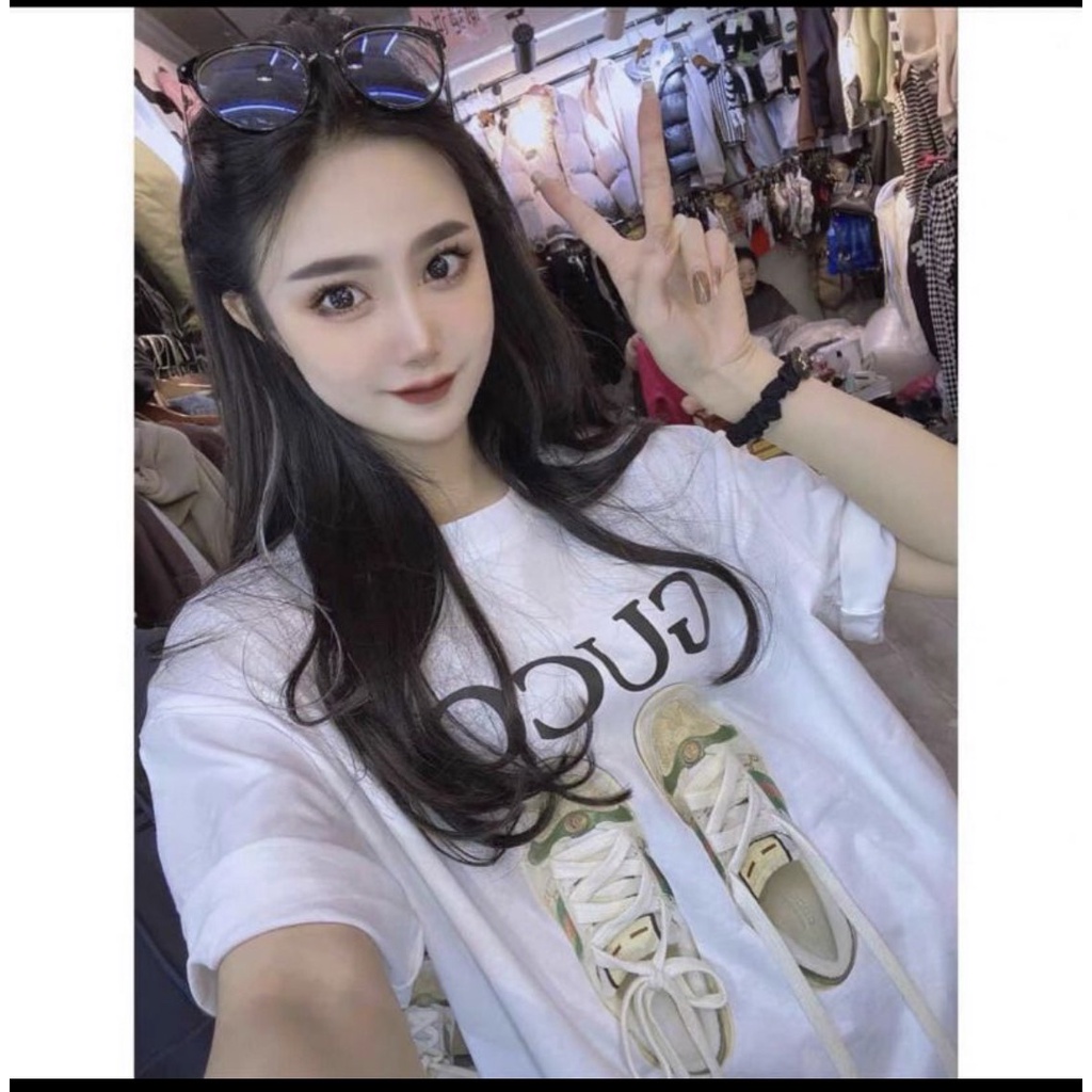 Áo Thun Tay Lỡ Hình Đôi Giày Nữ GC Chất Cotton Mặc Siêu Mát Siêu Hot, Áo Hôdie Nữ | BigBuy360 - bigbuy360.vn