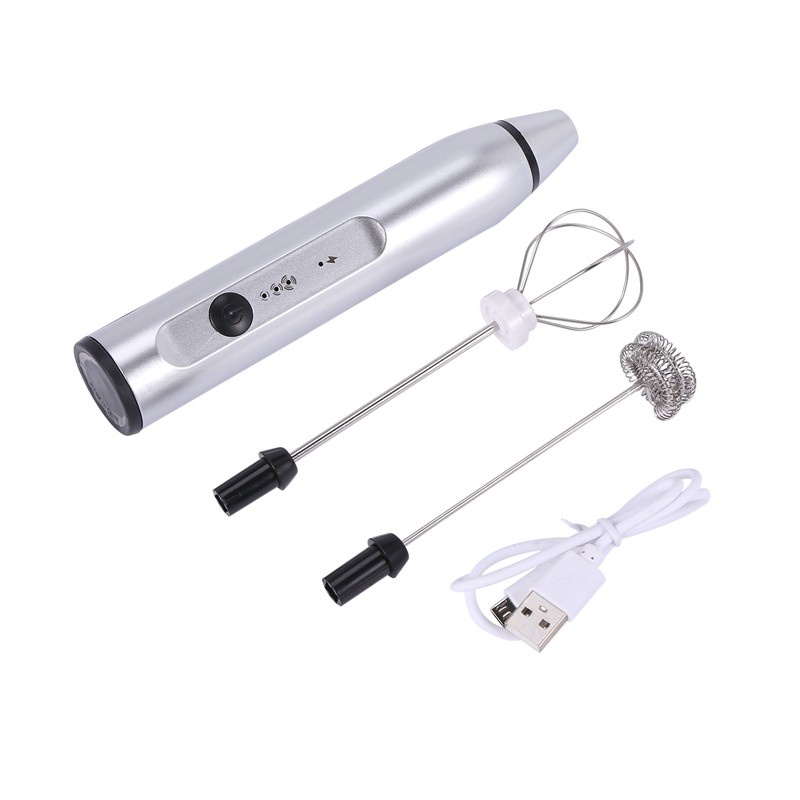 Rechargeable Electric Milk Frother With 2 Whisks, Handheld Foam Maker