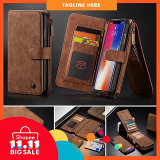 Bao da PU màu trơn có giá đứng / ngắn đụng thẻ cho Xiaomi Redmi compatible for iPhone X / 7 8 Plus / 6 6S Plus / 5 5S SE