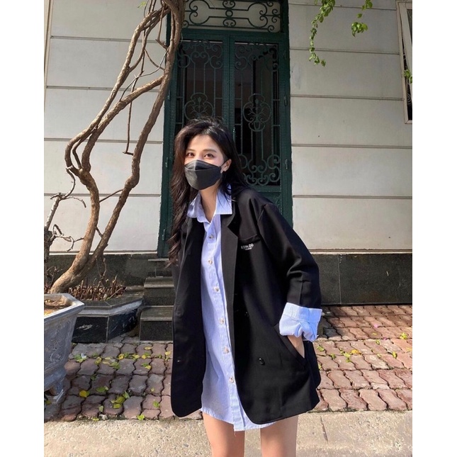 ( ảnh thật) Áo khoác Balzer trơn dáng rộng phong cách Hàn quốc thời trang nữ Linzstore | BigBuy360 - bigbuy360.vn