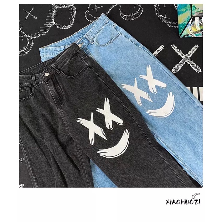 QUẦN BAGGY NAM ỐNG RỘNG T-A-N DÁNG SUÔNG PHONG CÁCH HÀN QUỐC-QJi14-THỜI TRANG UNISEX-có size Nam Nữ hình in,màu đen,xanh