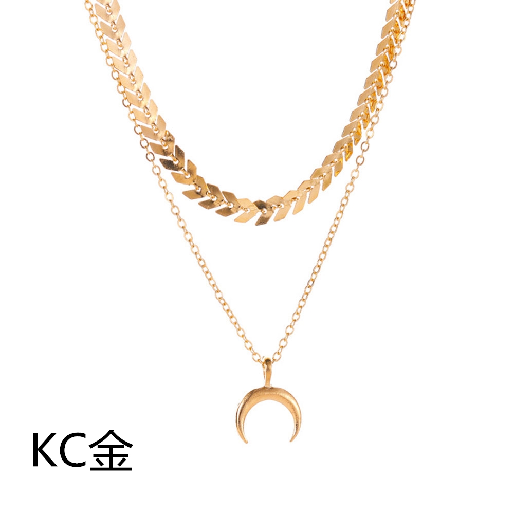 Dây chuyền nhiều lớp họa tiết mặt trăng phong cách thời trang cho phái nữ