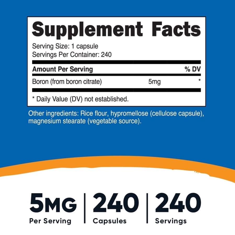 Nutricost Boron 5mg Viên Bổ Sung Boron Tăng Hệ Miễn Dịch Sinh Lý Cho Nam