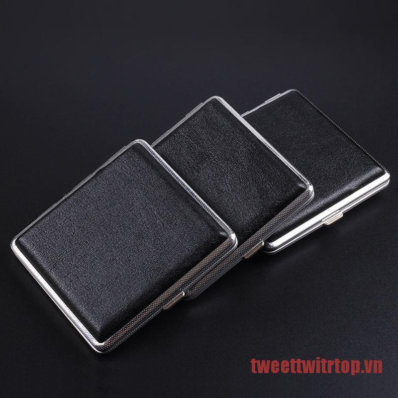 TRTOP Double-open Leather Cigars Cases 20pcs Cigarettes Stainless Steel Cigar