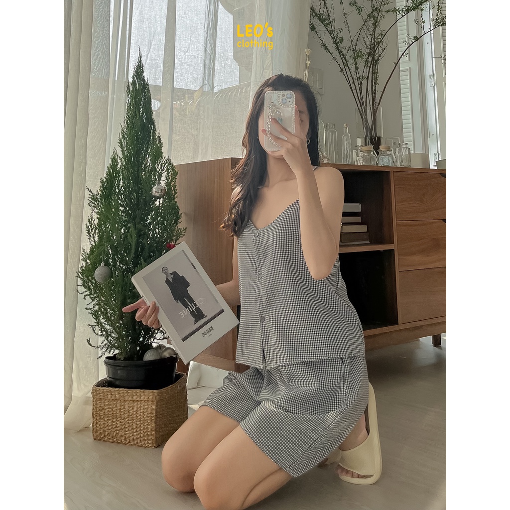 Bộ Đồ Ngủ Pijama Hai Dây Nút LEO's clothing DB12 | BigBuy360 - bigbuy360.vn