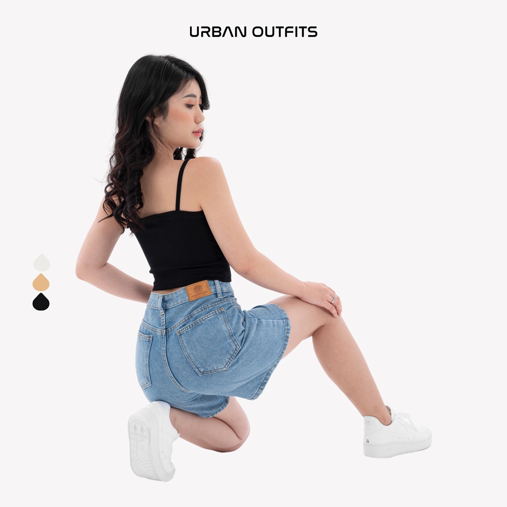 Quần Short Jean Nữ URBAN OUTFITS Dáng Regular Chất Vải Denim Wash Kỹ Không Loang Màu QJR100 Eo 60-70cm