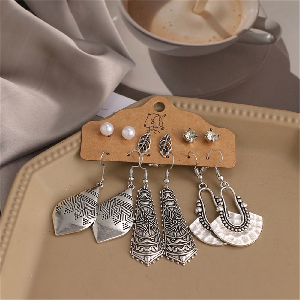 Set 6 đôi khuyên tai thiết kế phong cách vintage dành cho phái nữ