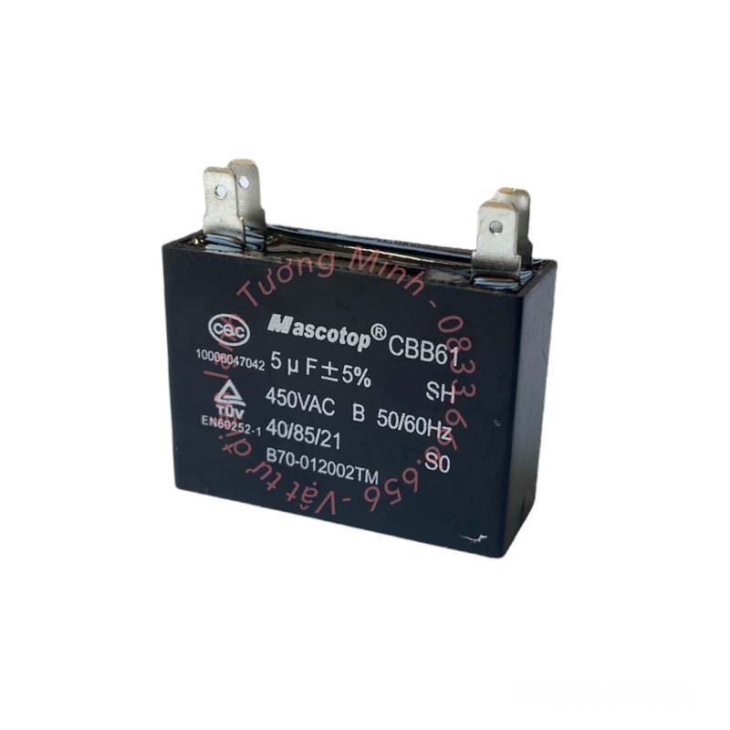 Tụ quạt vuông 5uF 450VAC loại tốt dùng cho quạt dàn nóng điều hoà Tụ quạt điện Capa quạt