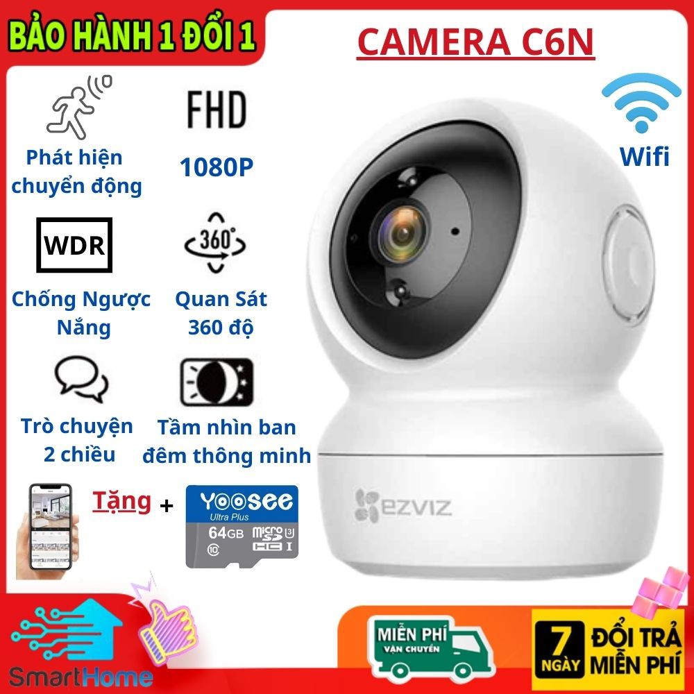 Camera IP Wifi Ezviz C6N 2.0MP, Chống Ngược Nắng, Theo Dõi Chuyển Động, Đàm Thoại 2 Chiều, Hàng Chính Hãng