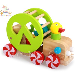 Xe Vịt Thả Hình Khối Cho Bé [Đồ Chơi Gỗ]
