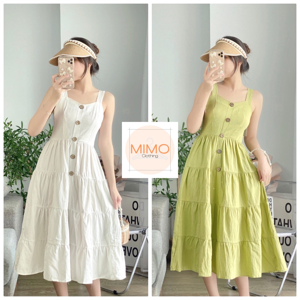 VÁY 2 DÂY BẢN TO ĐI BIỂN XINH XẮN, VÁY MAXI 2 MÀU XANH - TRẮNG