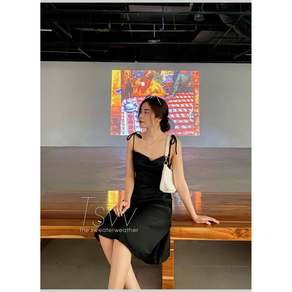 Váy 2 dây lụa cổ đổ chất dày (Ảnh thật) | BigBuy360 - bigbuy360.vn