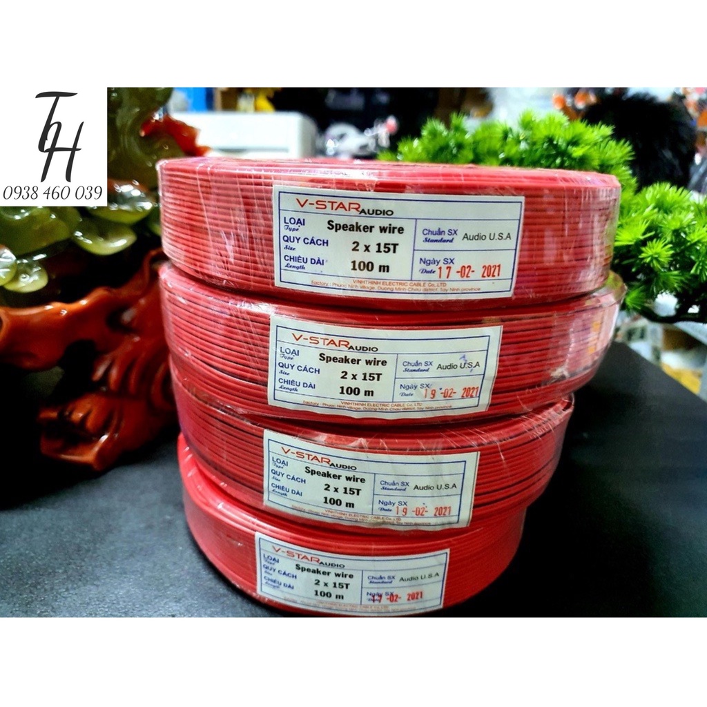 Dây loa đỏ sọc đen 15T 100m