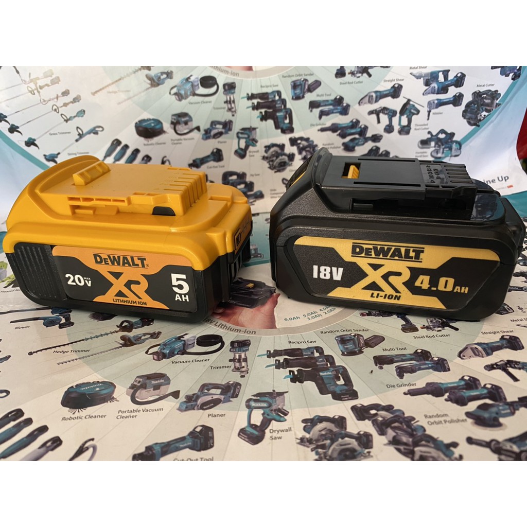 Pin Dewalt 20V đóng 4Ah -5 Ah-  6Ah cell Samsung, nhận sạc zin.