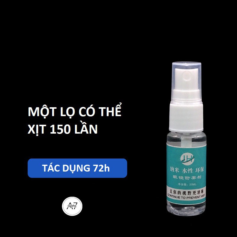 Bình xịt nano chống bám hơi nước, sương mù đa năng 20ml ( phù hợp mọi loại kính, gương) - [Tặng kèm khăn lau kính]