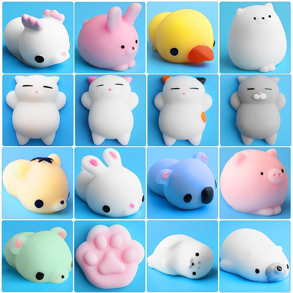 16pc Fidgets Toys Pack Dễ thương Squishy Mochi Cat Bóp Chữa bệnh cho Trẻ em Kawaii Đồ chơi Căng thẳng Giảm căng thẳng Thần tài Bộ dành riêng cho trẻ em