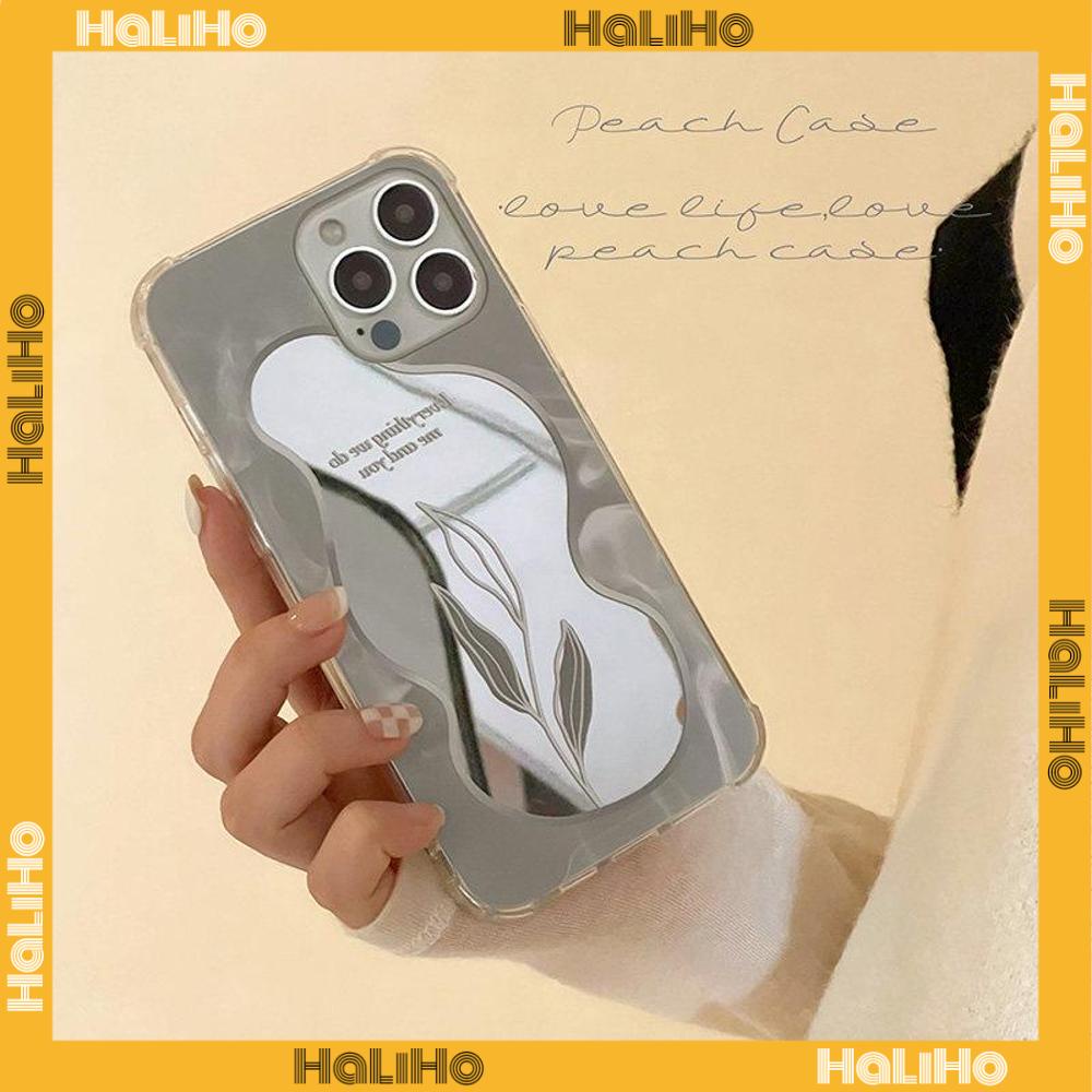iPhone Case Acrylic HD Makeup Mirror Airbag Shockproof Protection Camera Flowers Leaves Compatible For iPhone 11 iPhone 13 Pro Max iPhone 12 Pro Max iPhone 7 Plus iPhone xr