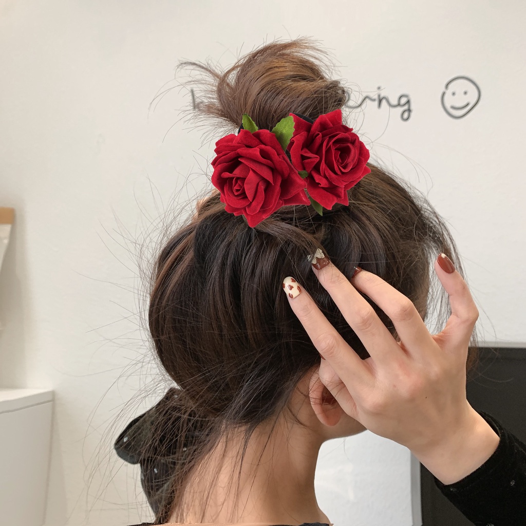 Dây buộc tóc HAIMEIKANG đính hoa dễ thương cho nữ