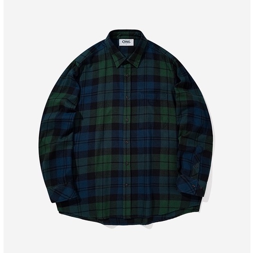 OWL BRAND® FLANNEL SHIRT - Áo sơ mi nam tay dài kẻ sọc / Rêu