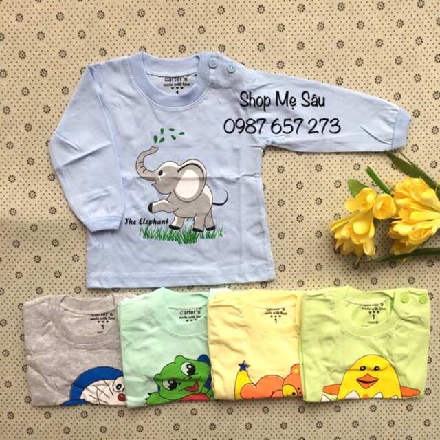Áo dài tay sơ sinh cài vai (loại đẹp - 100% cotton)