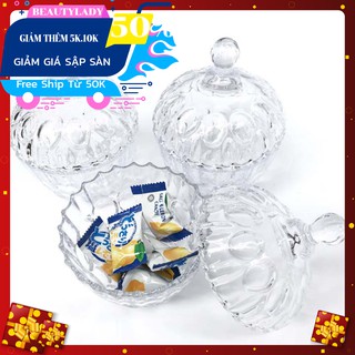 Set 3 Thố pha lê đựng hạt dưa bánh mứt ngày Tết