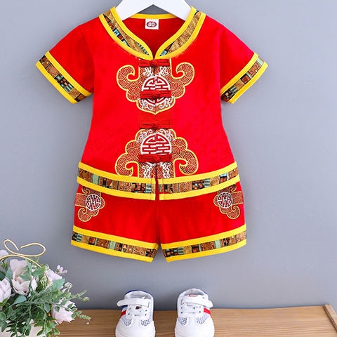 Bộ đồ Tang trẻ em, bé trai và gái - sinh nhật Hanfu 2-3 tuổi, váy nhật, em quần áoY