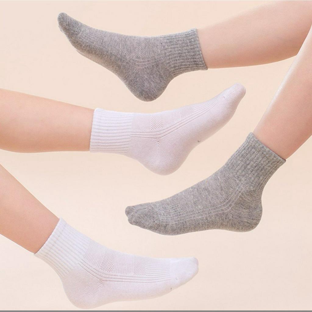 Vớ ngắn nam 3 màu đen xám trắng chất cotton dệt kim cao cấp, Tất nam thấp cổ hàng VNXK chống hôi chân